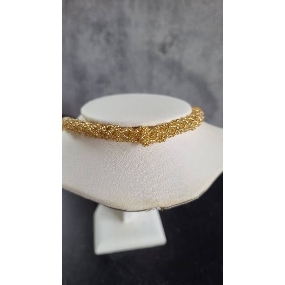 Vintage Woven Gold Tone Beaded Jewelry Set - Picture 6 of 10